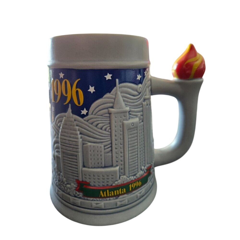 Budweiser 1996 Atlanta Centennial Olympic Games Beer Stein Torch Handle‎ Mug